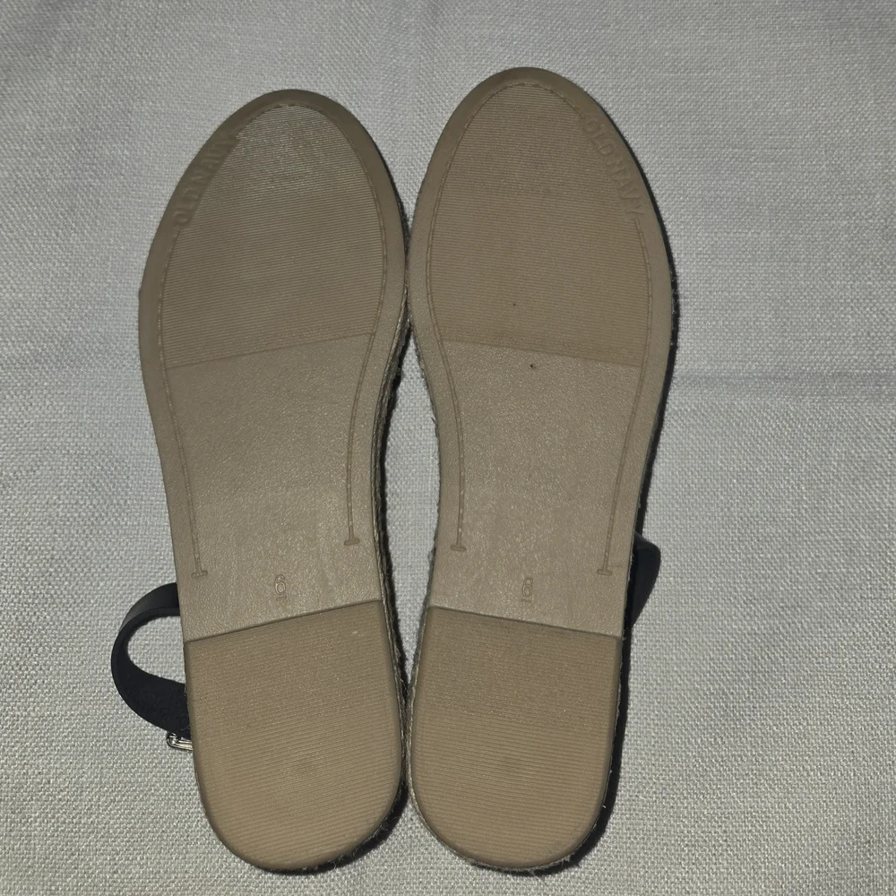 Old Navy Black Espadrille Ankle-Strap Flats Size 6
